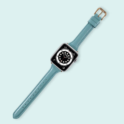 Abbie Leather Apple Watch Series 6 Bands Replacement 40mm Light Blue + Rose Gold
