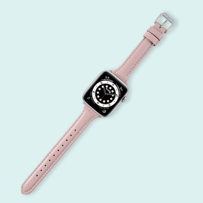 Abbie Leather Apple Watch Series 6 Bands Replacement 40mm Rose Pink + Silver