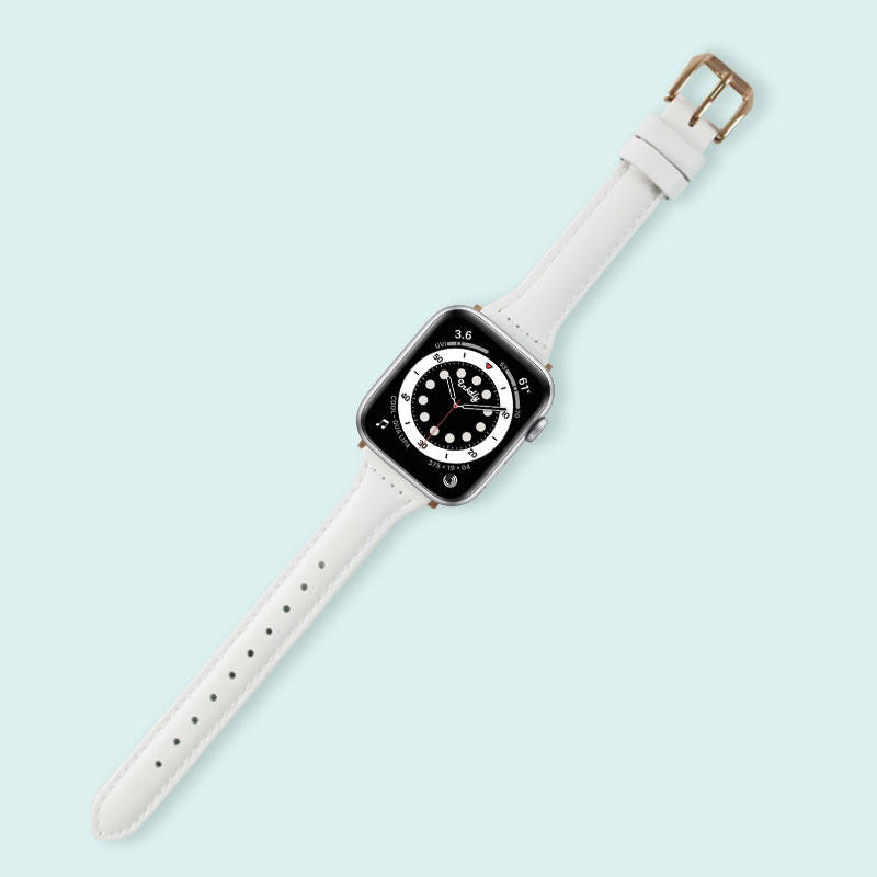 Abbie Leather Apple Watch Series 6 Bands Replacement 40mm White + Rose Gold