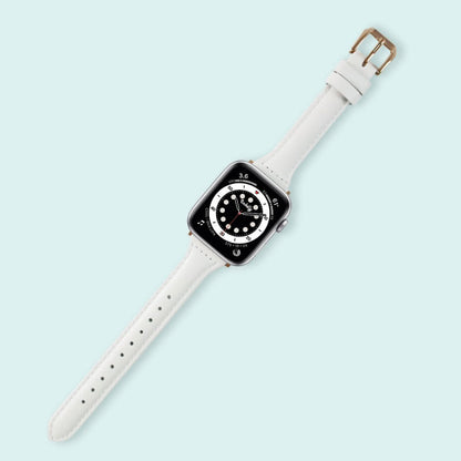 Abbie Leather Apple Watch Series 6 Bands Replacement 40mm White + Rose Gold