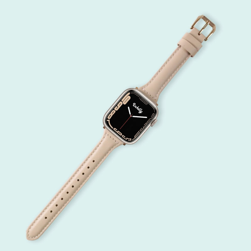 Abbie Leather Apple Watch Series 7 Bands Replacement 41mm Apricot + Rose Gold