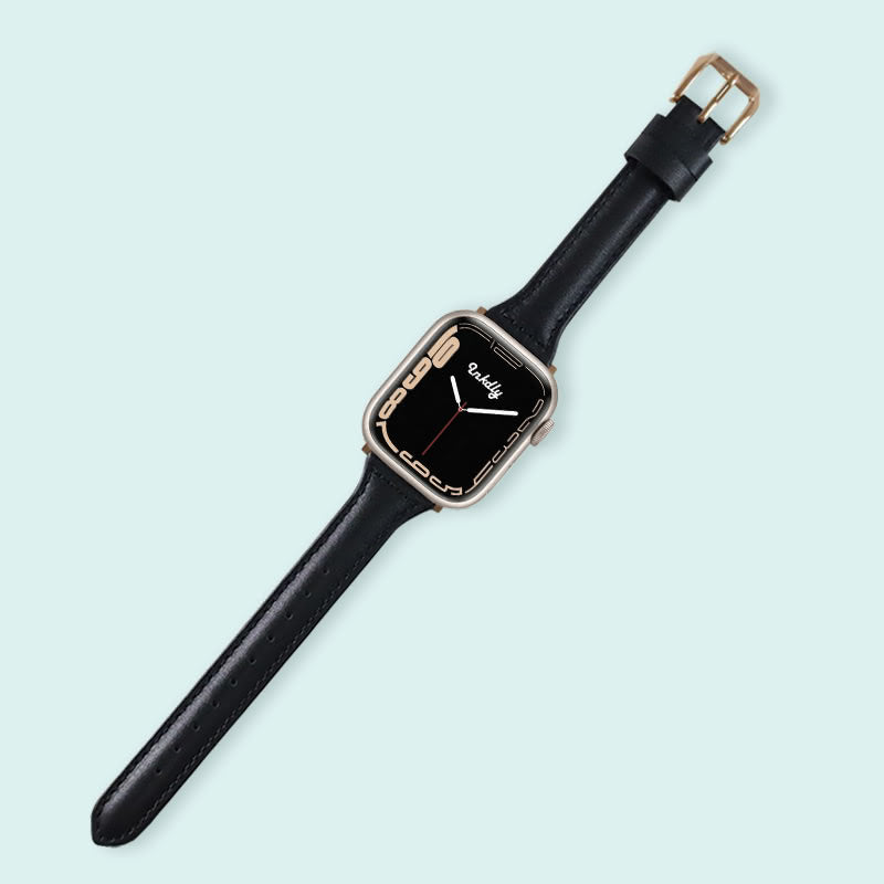 Abbie Leather Apple Watch Series 7 Bands Replacement 41mm Black + Rose Gold