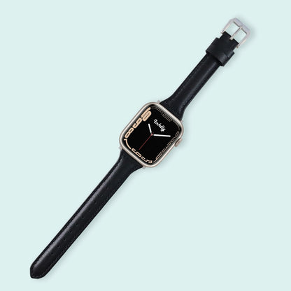 Abbie Leather Apple Watch Series 7 Bands Replacement 41mm Black + Silver