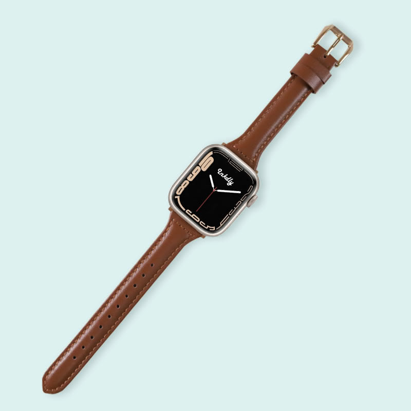 Abbie Leather Apple Watch Series 7 Bands Replacement 41mm Brown + Rose Gold
