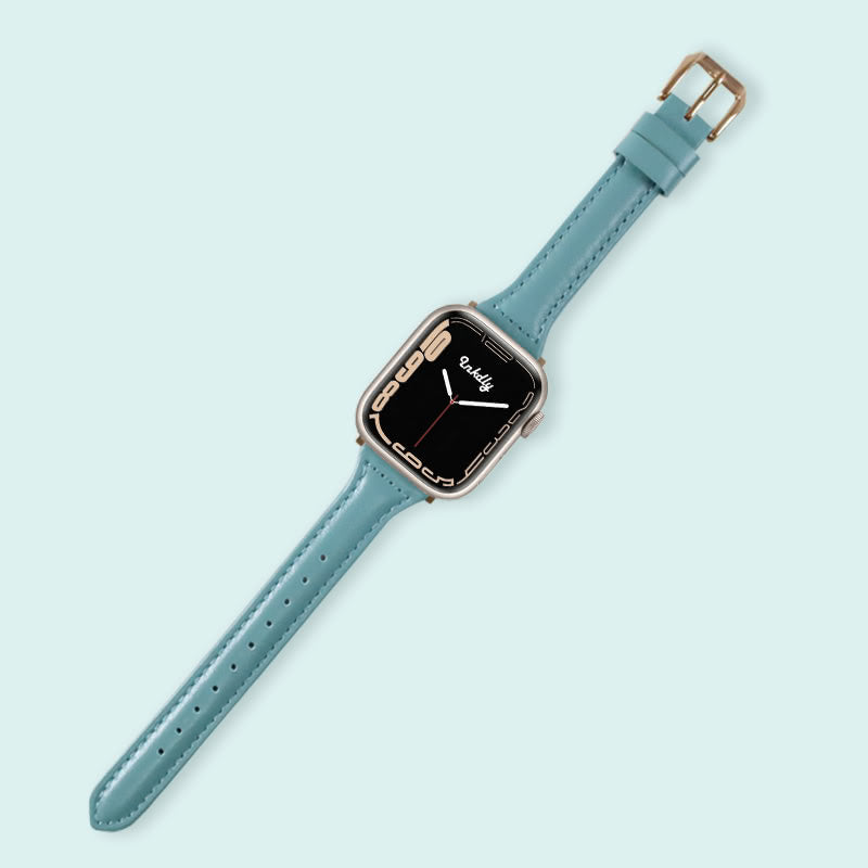 Abbie Leather Apple Watch Series 7 Bands Replacement 41mm Light Blue + Rose Gold