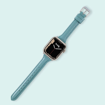 Abbie Leather Apple Watch Series 7 Bands Replacement 41mm Light Blue + Silver