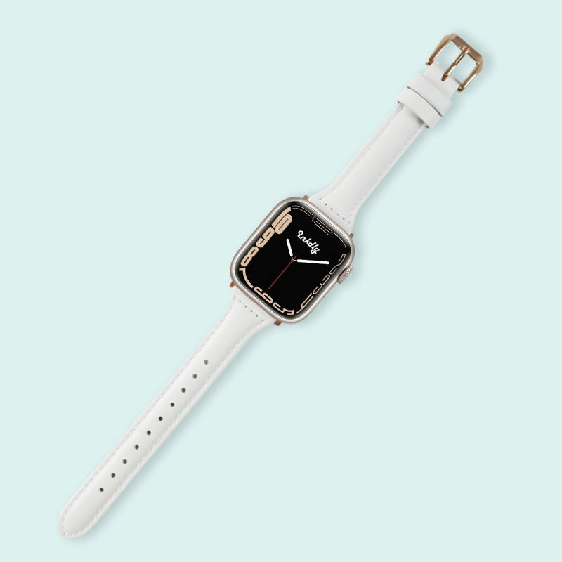 Abbie Leather Apple Watch Series 7 Bands Replacement 41mm White + Rose Gold