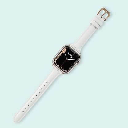 Abbie Leather Apple Watch Series 7 Bands Replacement 41mm White + Rose Gold