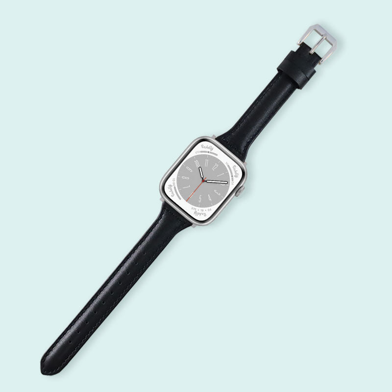 Abbie Leather Apple Watch Series 8 Bands Replacement 41mm Black + Silver