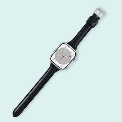 Abbie Leather Apple Watch Series 8 Bands Replacement 41mm Black + Silver