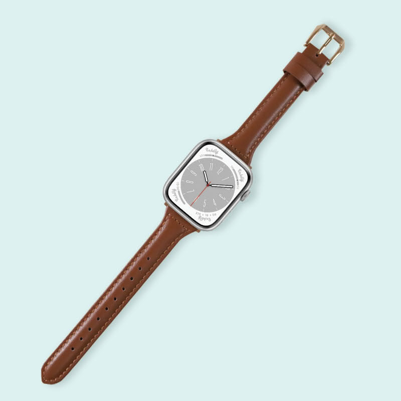 Abbie Leather Apple Watch Series 8 Bands Replacement 41mm Brown + Rose Gold
