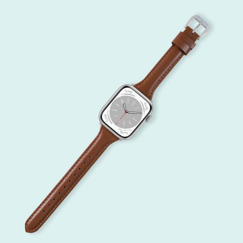 Abbie Leather Apple Watch Series 8 Bands Replacement 41mm Brown + Silver