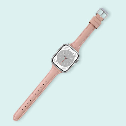 Abbie Leather Apple Watch Series 8 Bands Replacement 41mm Cherry Pink + Silver