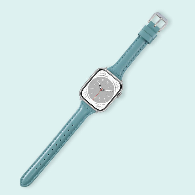 Abbie Leather Apple Watch Series 8 Bands Replacement 41mm Light Blue + Silver