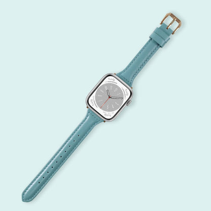 Abbie Leather Apple Watch Series 8 Bands Replacement 41mm Light Blue + Rose Gold