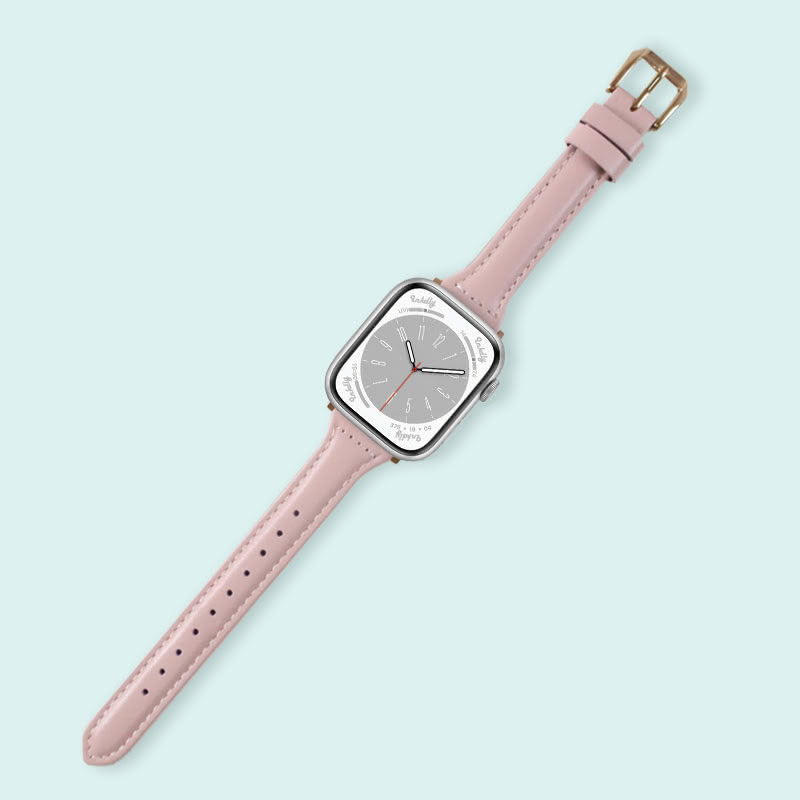 Abbie Leather Apple Watch Series 8 Bands Replacement 41mm Rose Pink + Rose Gold