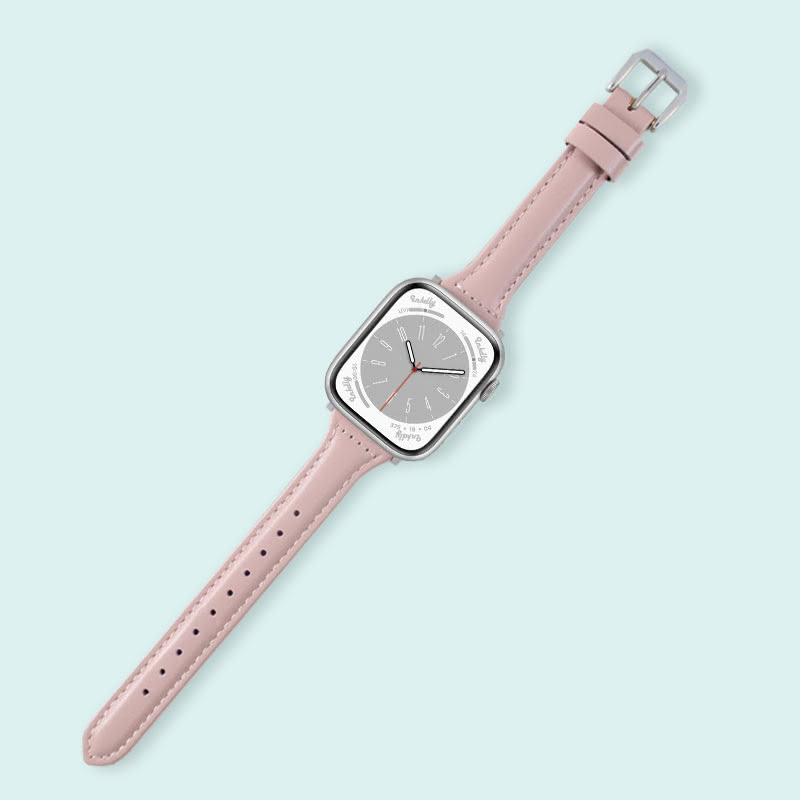 Abbie Leather Apple Watch Series 8 Bands Replacement 41mm Rose Pink + Silver