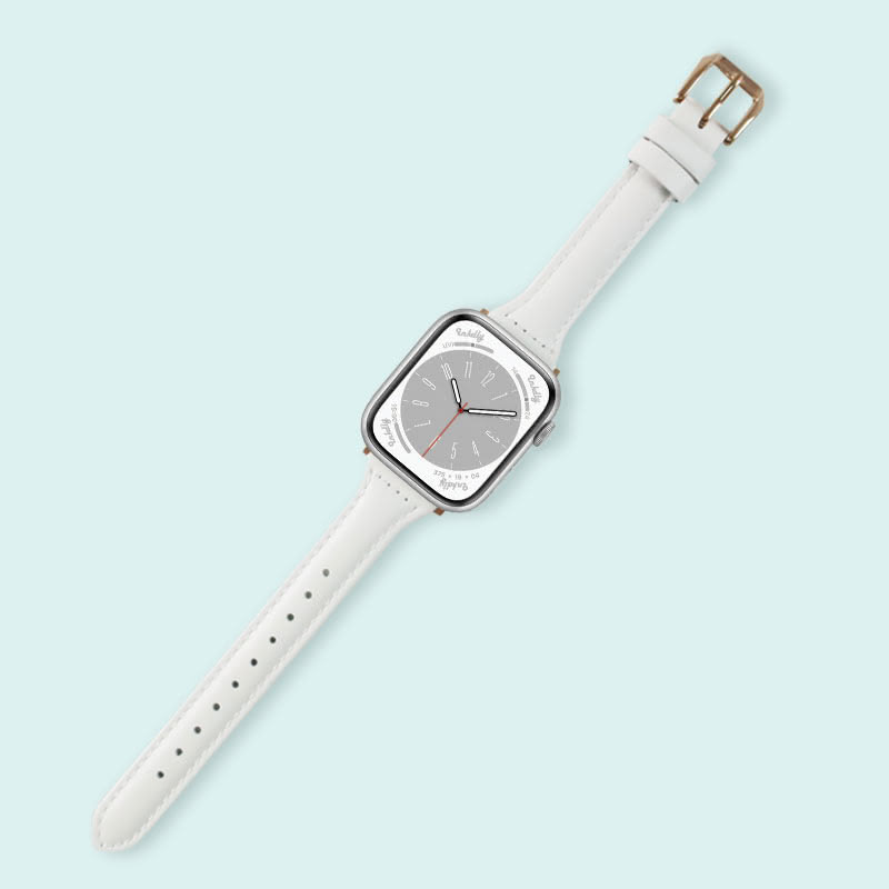 Abbie Leather Apple Watch Series 8 Bands Replacement 41mm White + Rose Gold
