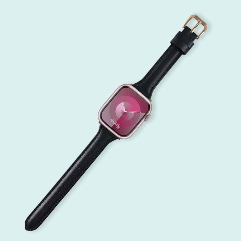 Abbie Leather Apple Watch Series 9 Bands Replacement 41mm Black + Rose Gold