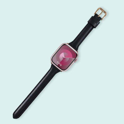 Abbie Leather Apple Watch Series 9 Bands Replacement 41mm Black + Rose Gold