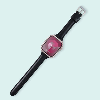 Abbie Leather Apple Watch Series 9 Bands Replacement 41mm Black + Silver