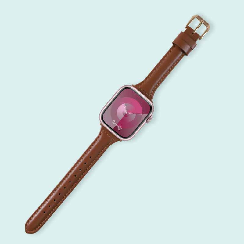 Abbie Leather Apple Watch Series 9 Bands Replacement 41mm Brown + Rose Gold