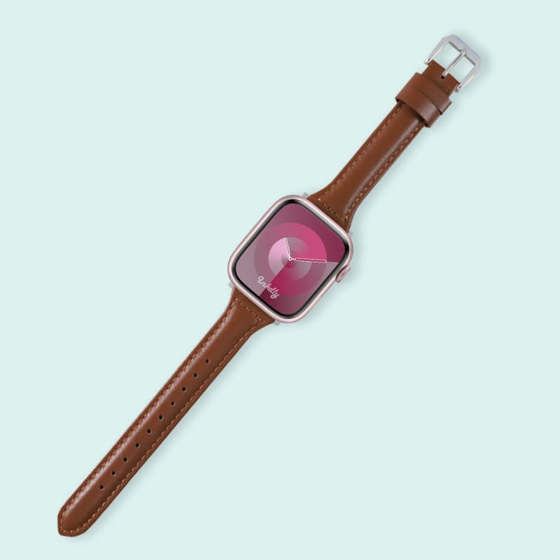Abbie Leather Apple Watch Series 9 Bands Replacement 41mm Brown + Silver