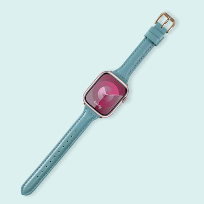 Abbie Leather Apple Watch Series 9 Bands Replacement 41mm Light Blue + Rose Gold
