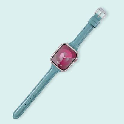 Abbie Leather Apple Watch Series 9 Bands Replacement 41mm Light Blue + Silver