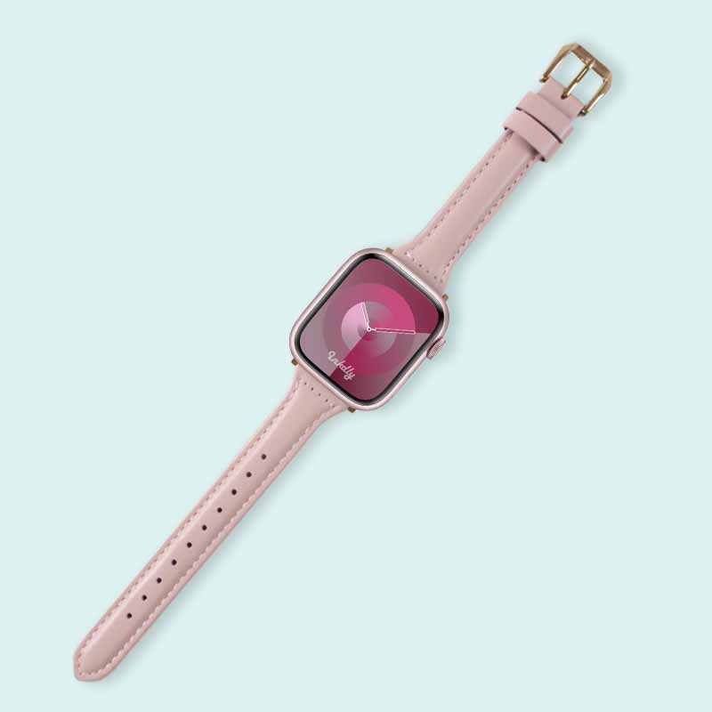 Abbie Leather Apple Watch Series 9 Bands Replacement 41mm Rose Pink + Rose Gold