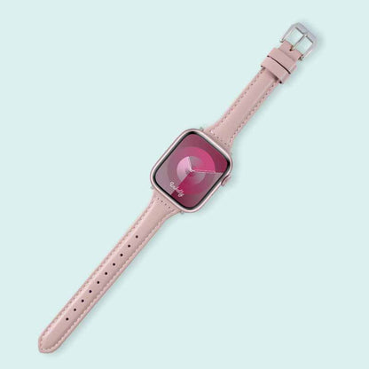 Abbie Leather Apple Watch Series 9 Bands Replacement 41mm Rose Pink + Silver