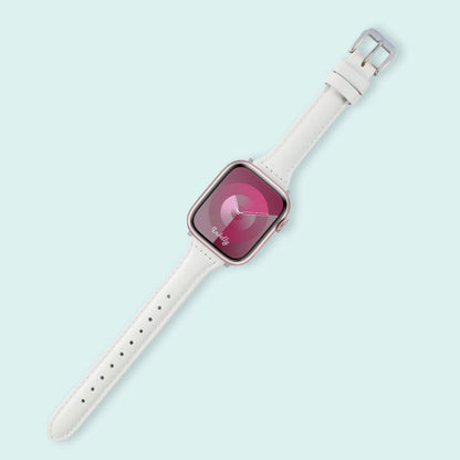 Abbie Leather Apple Watch Series 9 Bands Replacement 41mm White + Silver