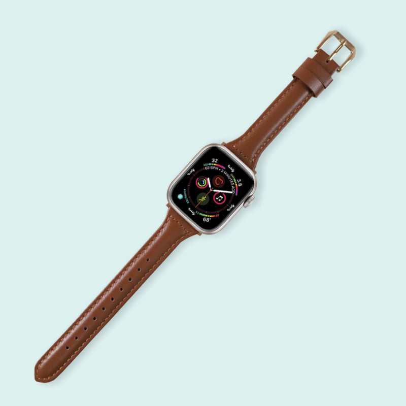 Abbie Leather Apple Watch Bands Replacement Strap 38MM/40MM/41MM Brown + Rose Gold