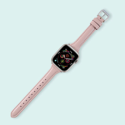Abbie Leather Apple Watch Bands Replacement Strap 38MM/40MM/41MM Rose Pink + Silver