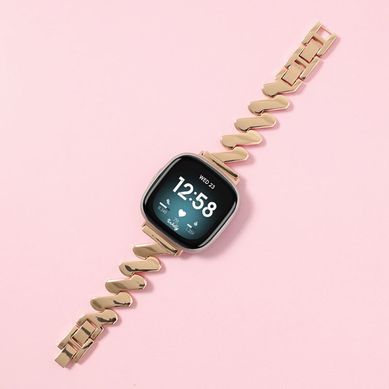 Amelia Stainless Steel Fitbit Versa 3 & Sense Watch Band Rose Gold  