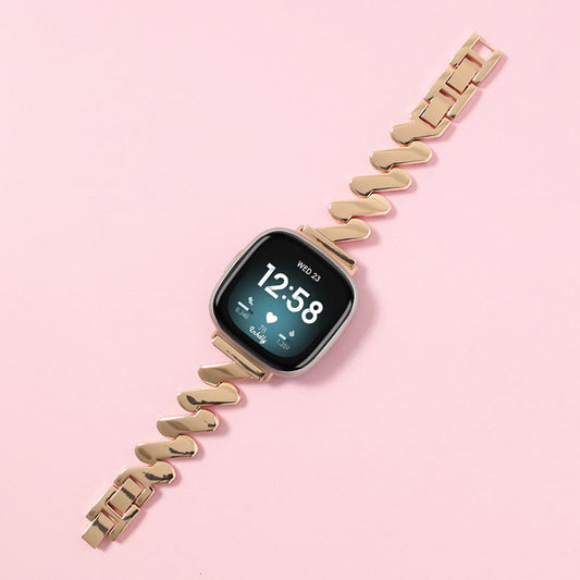 Amelia Stainless Steel Fitbit Versa 3 & Sense Watch Band Rose Gold  