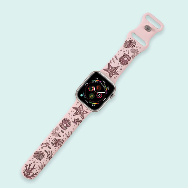 Aura Engraved Apple Watch Bands Replacement Straps 38mm/40m/41mm Pink + Purple Jellyfish