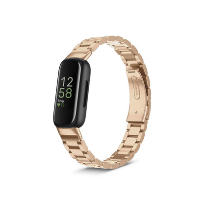 Boss Fitbit Inspire 3 Band Replacement Stainless Link Traditional Rose Gold  