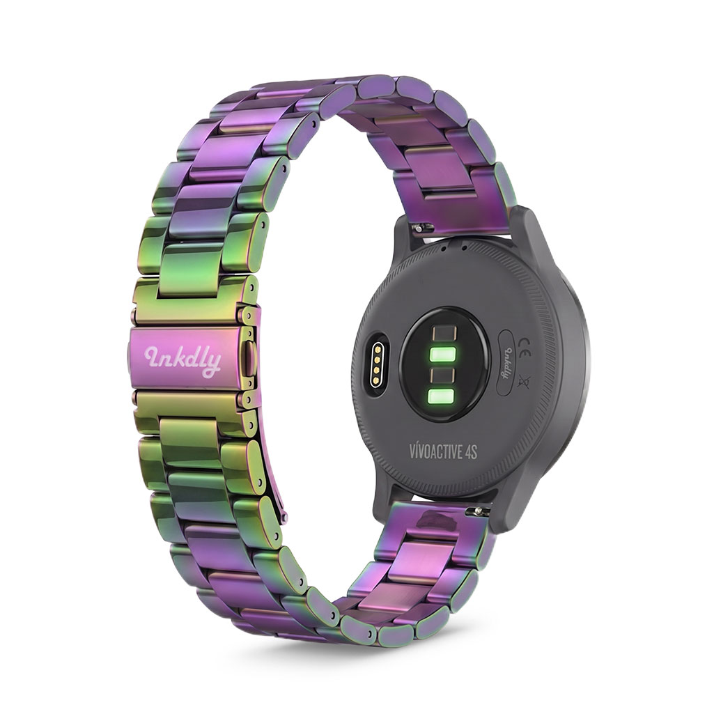 Boss Garmin Vivoactive 4S Bands Replacement Stainless Link (18mm) Iridescent