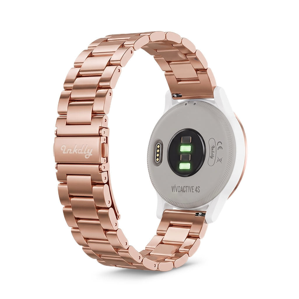 Boss Garmin Vivoactive 4S Bands Replacement Stainless Link (18mm) Rose Gold