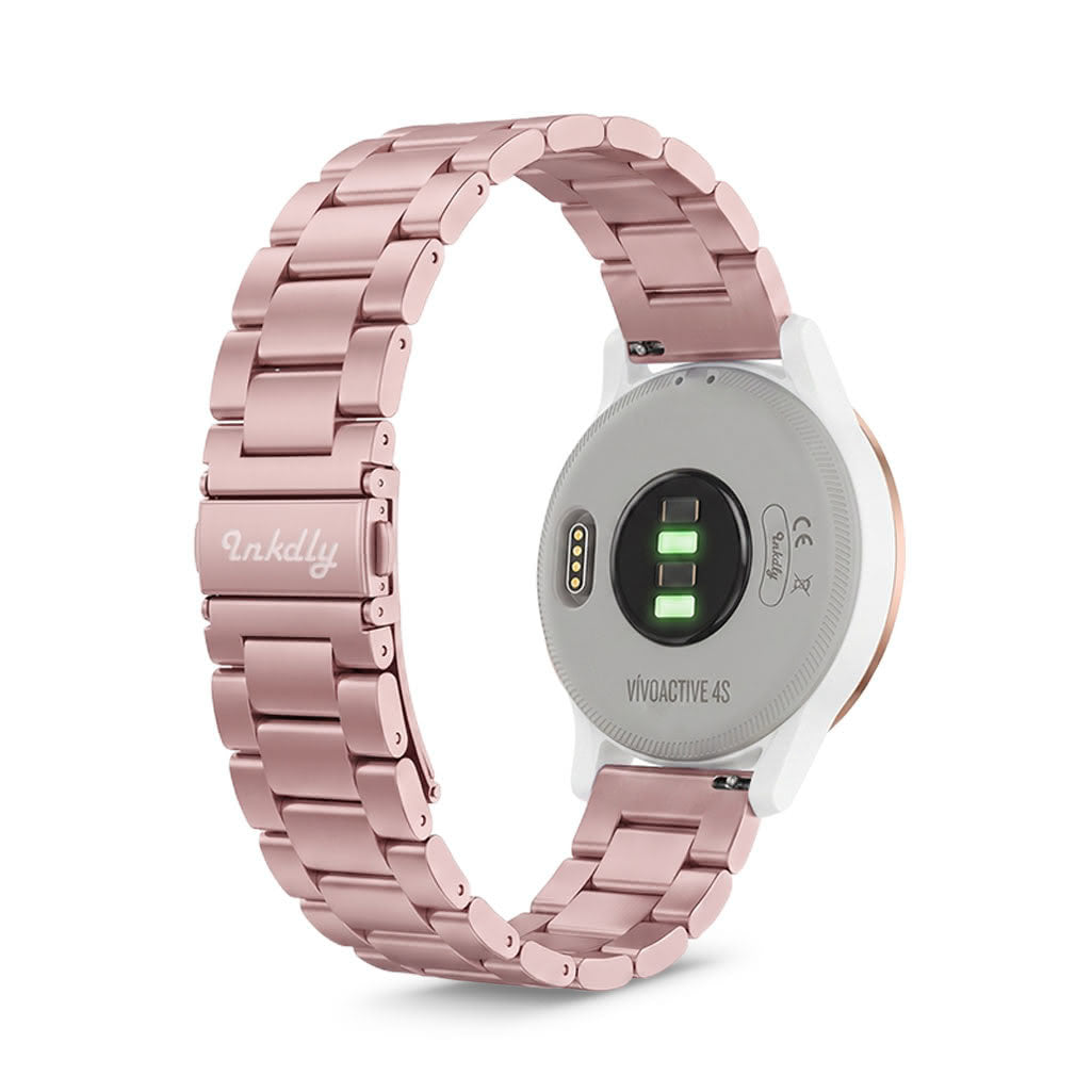 Boss Garmin Vivoactive 4S Bands Replacement Stainless Link (18mm) Rose Pink