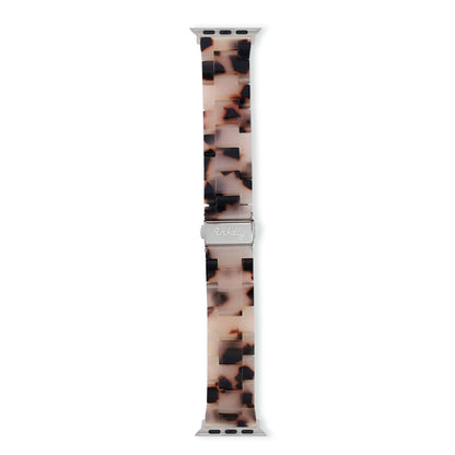 Luna Resin Apple Watch Bands Replacement Straps 38MM/40MM/41MM Black Grey + Silver