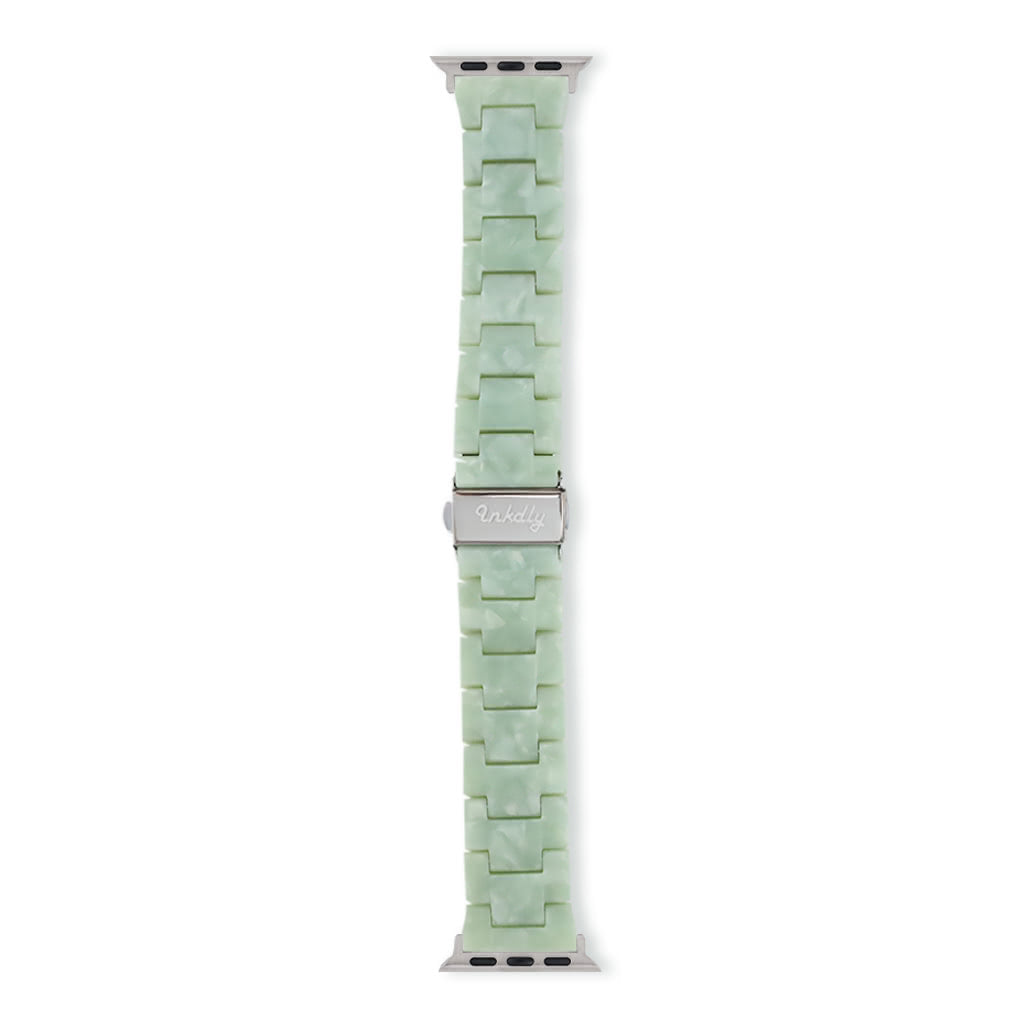 Luna Resin Apple Watch Bands Replacement Straps 38MM/40MM/41MM Floral Green + Silver