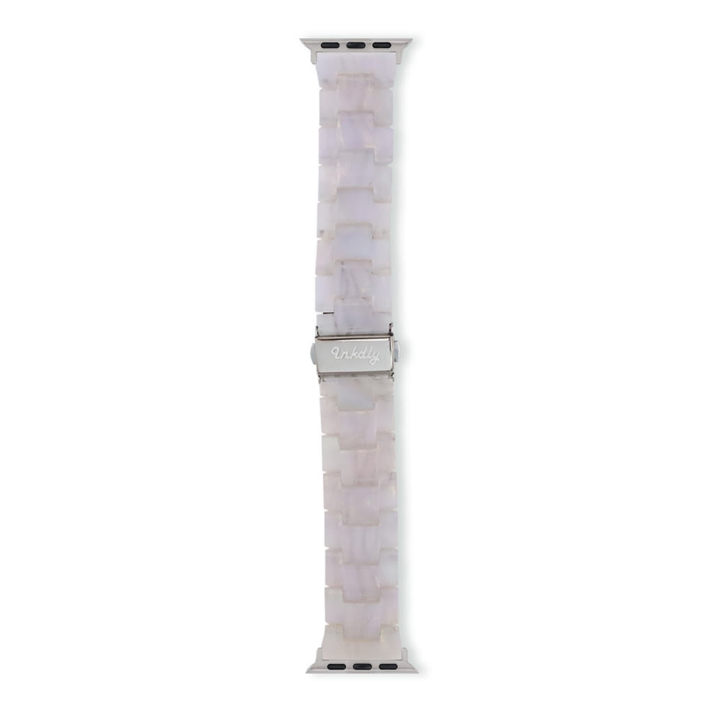 Luna Resin Apple Watch Bands Replacement Straps 38MM/40MM/41MM Fluorescent White + Silver