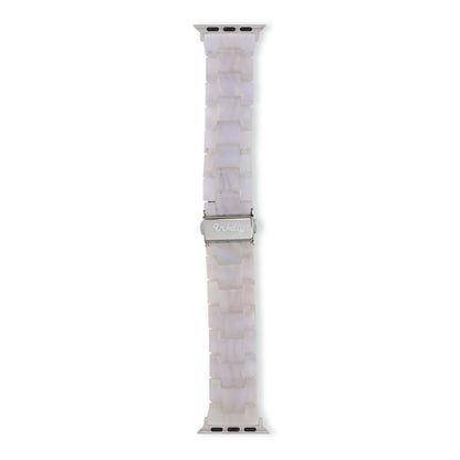 Luna Resin Apple Watch Bands Replacement Straps 38MM/40MM/41MM Fluorescent White + Silver