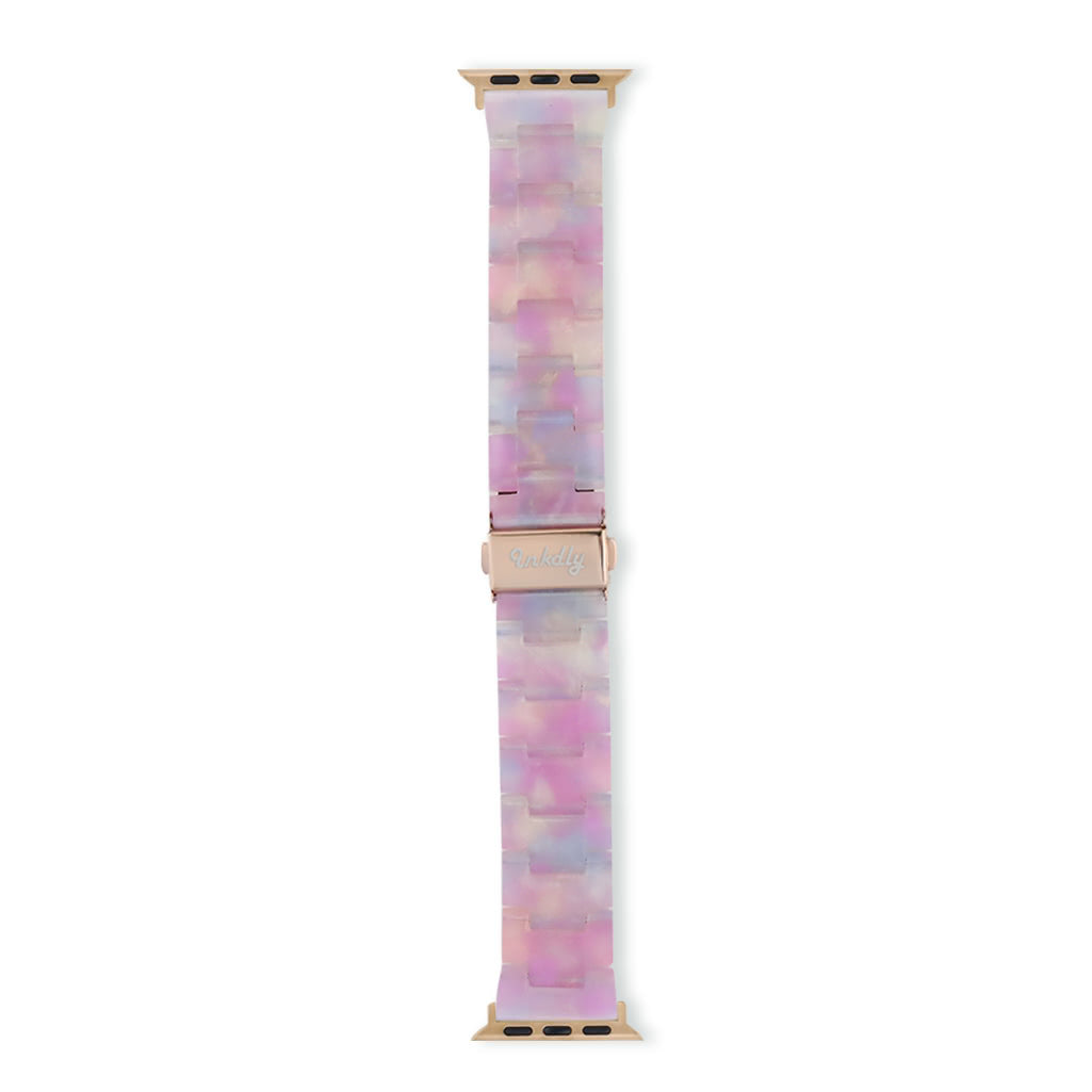 Luna Resin Apple Watch Bands Replacement Straps 38MM/40MM/41MM Iridescent Pink + Rose Gold