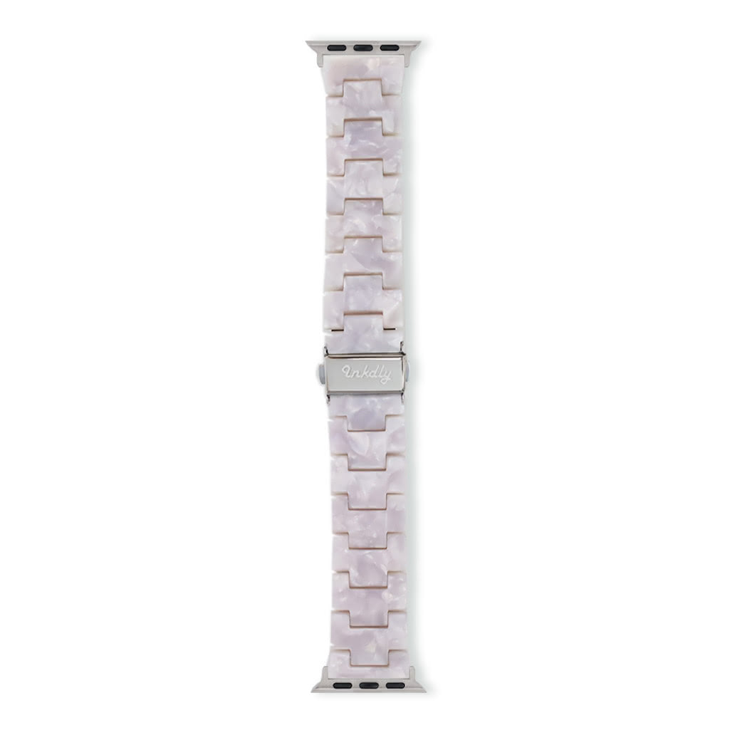 Luna Resin Apple Watch Bands Replacement Straps 38MM/40MM/41MM Pearl White + Silver