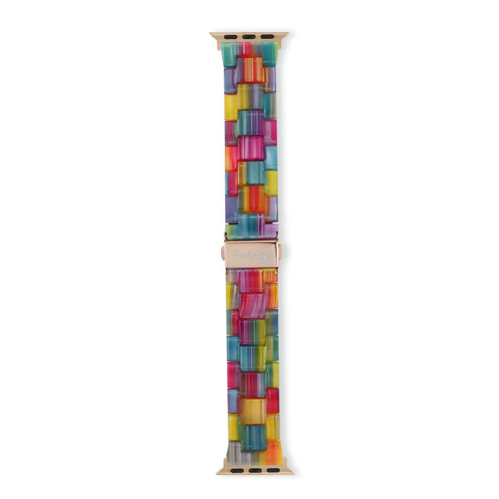 Luna Resin Apple Watch Bands Replacement Straps 38MM/40MM/41MM Rainbow + Rose Gold
