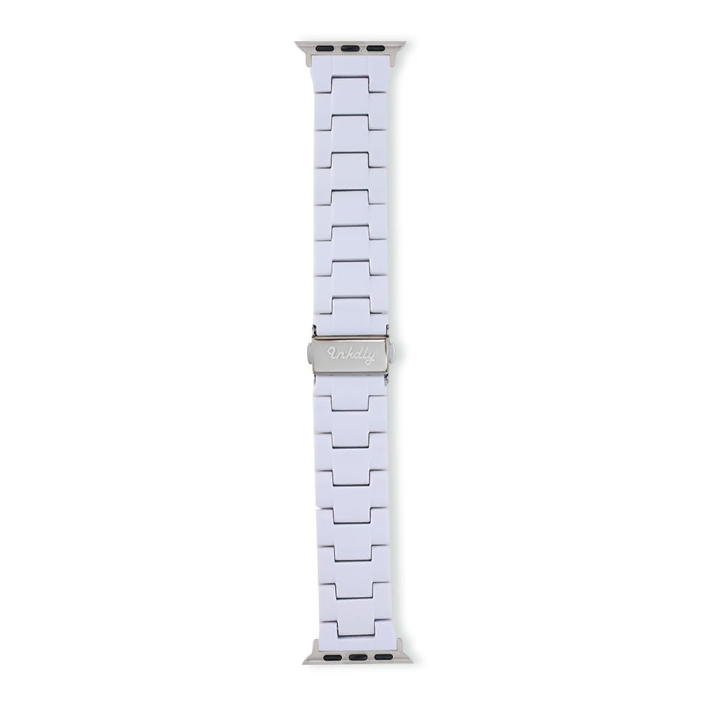 Luna Resin Apple Watch Bands Replacement Straps 38MM/40MM/41MM White + Silver