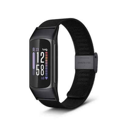 Milanese Fitbit Charge 6 Band Replacement Quick Release Black Night  